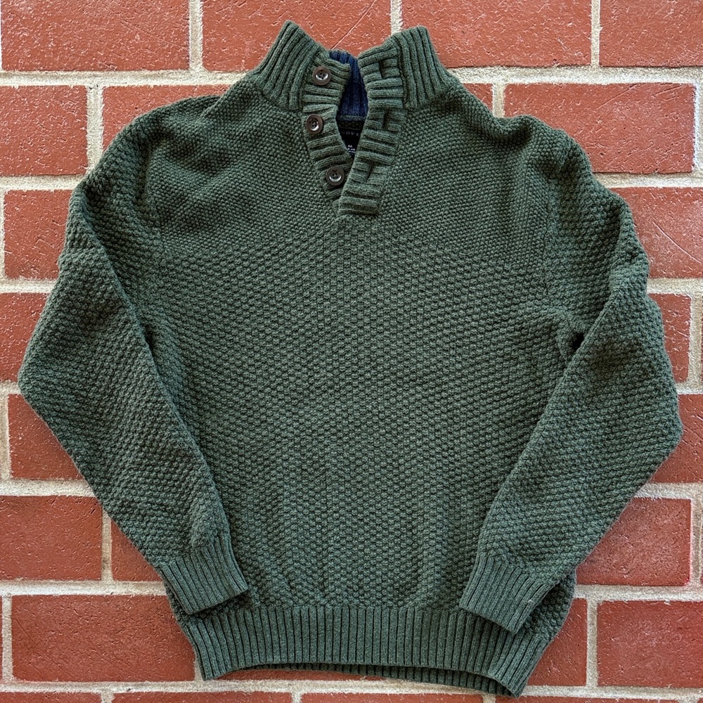 Lands' End Men's Olive Turtleneck Sweater